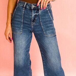Ashleigh Blue Cropped High Rise Wide Leg Jeans